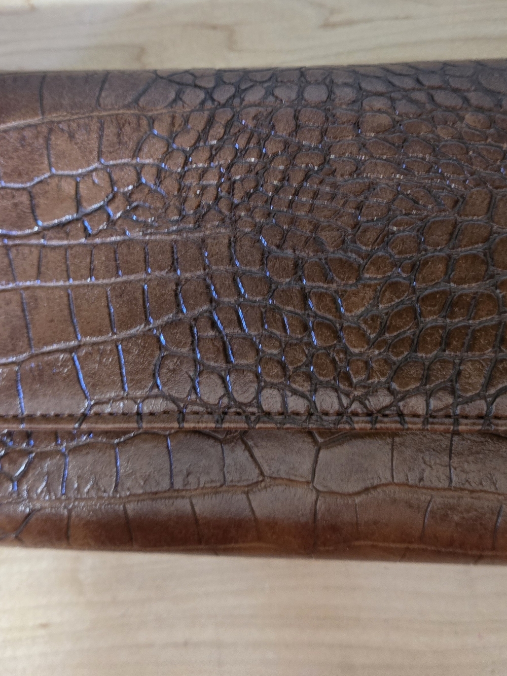 Brown Croc-Embossed Womens Wallet